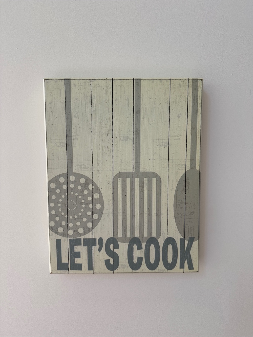 LETS COOK WOODEN WALL DECOR ART KITCHEN COOKING